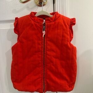 Tea Collection girls 6 red quilted ruffle vest